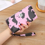Colored Cow Pattern Multi compartment Wallet Long Horizontal Handheld Bag fit 20MM  Snaps button jewelry wholesale