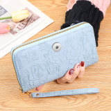 Long zippered handbag with enlarged phone case embossed design, large money clip fit 20MM  Snaps button jewelry wholesale