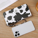 Colored Cow Pattern Multi compartment Wallet Long Horizontal Handheld Bag fit 20MM  Snaps button jewelry wholesale