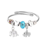 Stainless Steel DIY Beaded Colorful Elephant Pendant with Adjustable Opening Bracelet