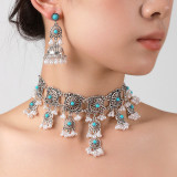 Pearl Water Diamond Jewel Earring Necklace Set
