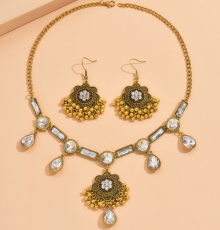 Water Diamond Jewel Earring Necklace Set