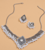 Pearl Water Diamond Jewel Earring Necklace Set