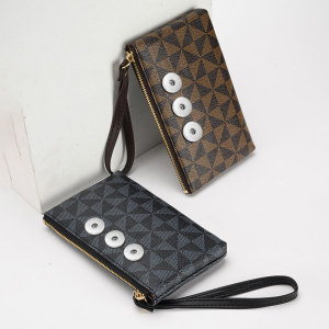 Retro Old Pattern Handheld Bag Long Wallet Multi functional Wallet Phone Bag fit 20MM  Snaps button jewelry wholesale