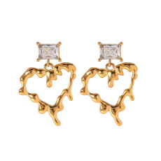 Stainless steel zircon love earrings