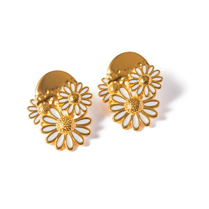 Stainless steel daisy flower earrings