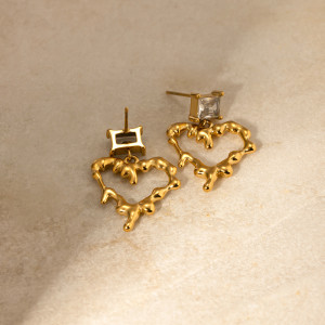 Stainless steel zircon love earrings