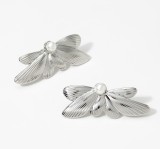 Stainless steel pearl butterfly earrings