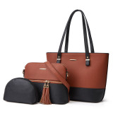 Handbag with large capacity, fashionable diagonal span, three piece set, mother bag