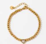 Stainless Steel Beaded Love Necklace Bracelet