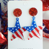 Independence Day Shining Festival Celebration Party American Patriotic Elements Shining Pink Earrings