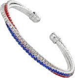 American Flag Independence Day Tri Color Diamond Bracelet