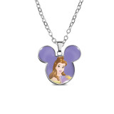 Princess Mickey Necklace Vintage Time Gem Pendant Snow White Elsa Necklace