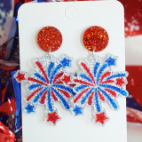 Independence Day Shining Festival Celebration Party American Patriotic Elements Shining Pink Earrings