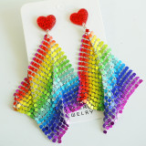 Rainbow Flag LGBT Festival Parade Shining Bright Face Love Acrylic Colored Tassel Earrings