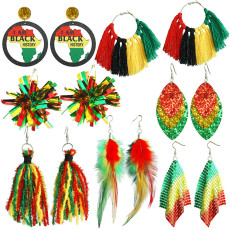 Black Liberation Day African Women Exaggerate Big Earrings with Multi Material Festival Atmosphere Earrings