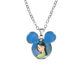 Princess Mickey Necklace Vintage Time Gem Pendant Snow White Elsa Necklace