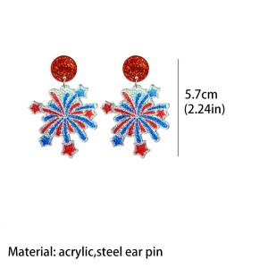 Independence Day Shining Festival Celebration Party American Patriotic Elements Shining Pink Earrings