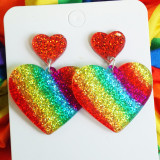 Rainbow Flag LGBT Festival Parade Shining Bright Face Love Acrylic Colored Tassel Earrings