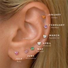Twelve Birthday Stone Butterfly Screw Zircon Earrings