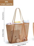 Mesh Beach Bag Single Shoulder Handheld Bag for Going Out, Handheld Washing, Swimming Clothes Storage Bag