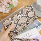 Snake Skin Wallet Fashionable Multi Card Large Capacity Zipper Mid length Wallet Handbag fit 20MM  Snaps button jewelry wholesale