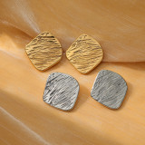 Stainless steel Square pleated texture earrings