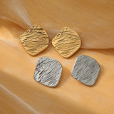 Stainless steel Square pleated texture earrings