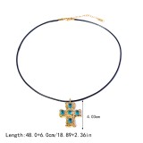 Stainless steel cross necklace with diamond