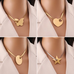 Stainless steel Love Butterfly Star necklace