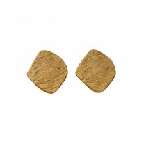 Stainless steel Square pleated texture earrings