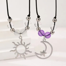 Sun Moon Handmade Beaded Alloy Couple Necklace