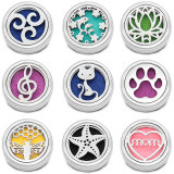 20MM Stainless Steel Alloy Hollow Aromatherapy Life Tree Love Bear Claw Pattern Mother's Day Gift snap button charms