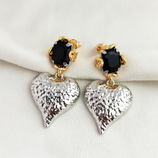 Metal Love Gold and Silver Earrings with Convex and Irregular Surface
