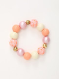 Summer Vacation Style Candy Color Beaded Bracelet Wooden Bracelet Gold Beaded Bracelet