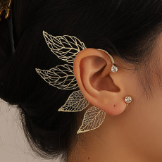 Sparkling diamond hollow leaf ear clip ear hook