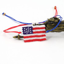 Handmade rice bead bracelet with American flag pattern beaded bracelet, American Independence Day bracelet
