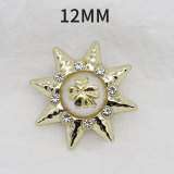 12MM Metal Sun studded pearl clover snap button charms