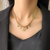 Stainless steel turquoise small pendant necklace