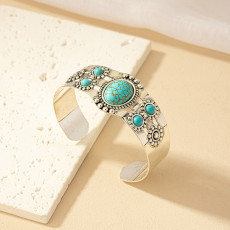 Alloy Turquoise Open Bracelet