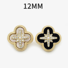 12MM Metal Clover imitation shell snap button charms