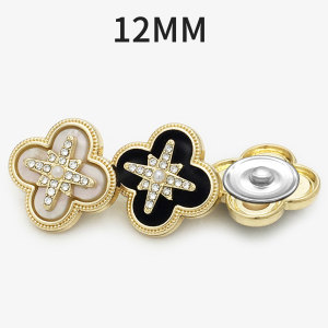 12MM Metal Clover imitation shell snap button charms