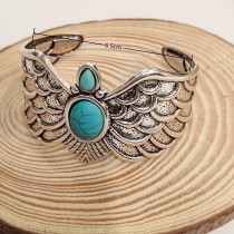 Silver inlaid turquoise wing opening bracelet