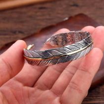 Vintage alloy feather bracelet with adjustable opening size