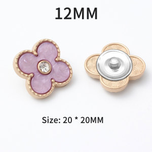 12MM Metal Clover imitation shell snap button charms