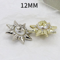 12MM Metal Sun studded pearl clover snap button charms