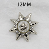 12MM Metal Sun studded pearl clover snap button charms