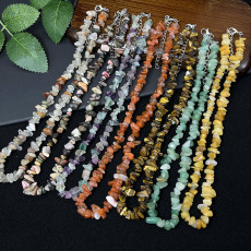 Crystal irregular crushed stone colored necklace