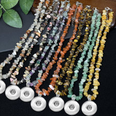 Crystal irregular crushed stone colored necklace fit 20MM Snaps button jewelry wholesale