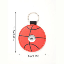 Sports style baseball, football, basketball, volleyball leather keychain fit  20MM Snaps button jewelry wholesale